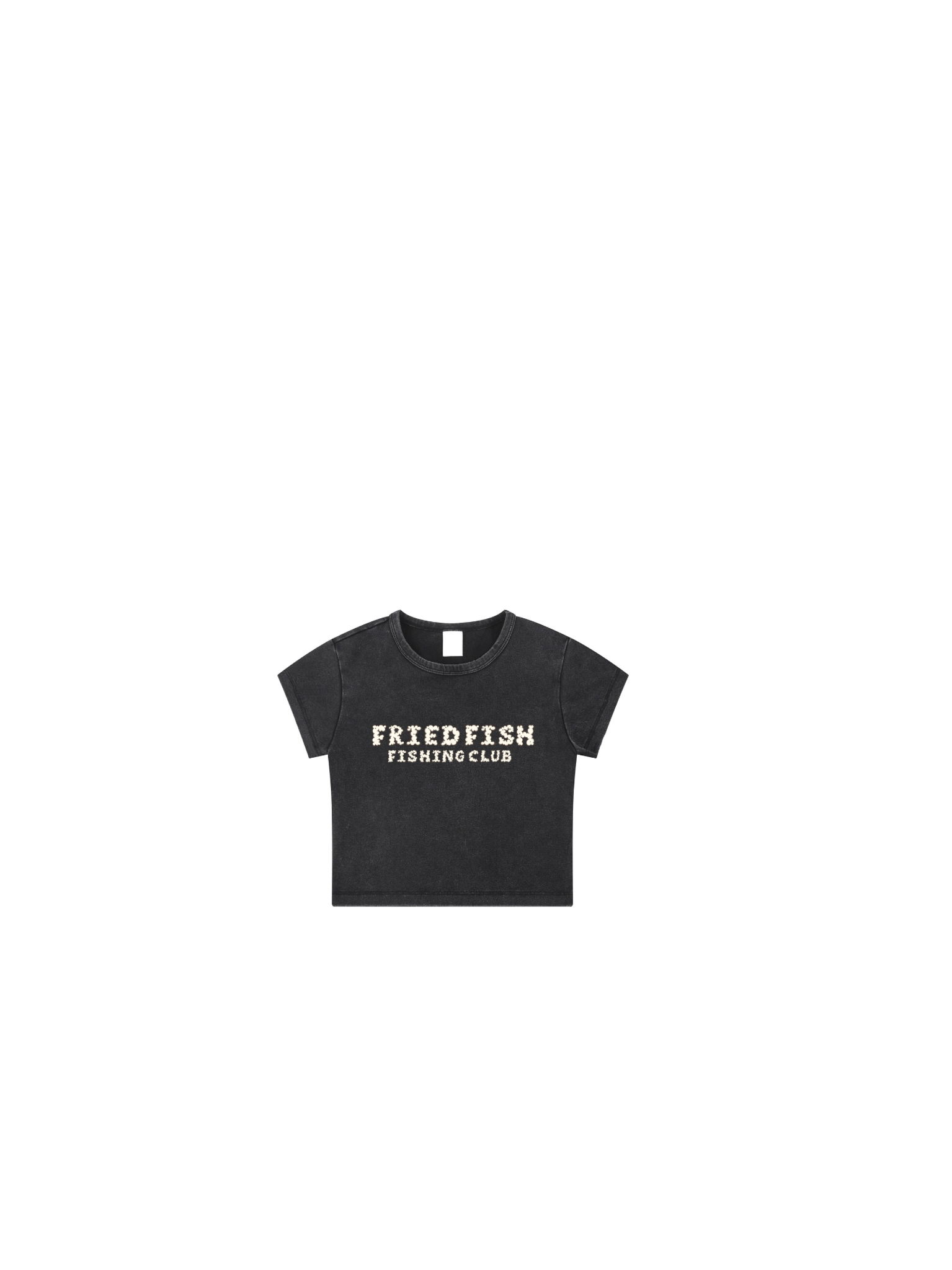 Women's Fried Fish Black Fitted Crop Top