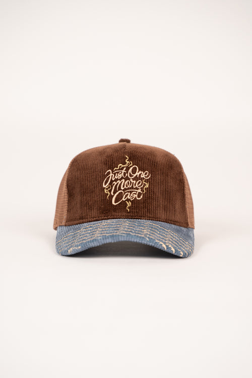 "Just One More Cast" Corduroy Trucker Hat