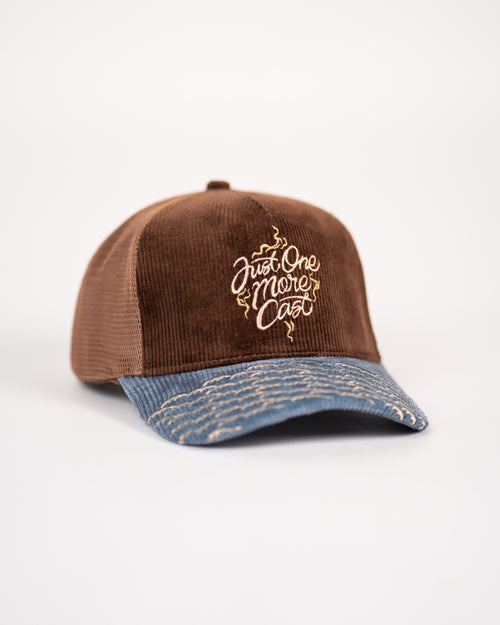 "Just One More Cast" Corduroy Trucker Hat