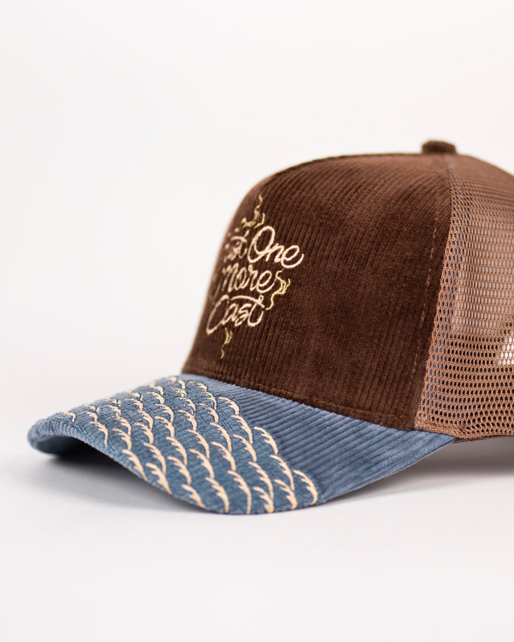 "Just One More Cast" Corduroy Trucker Hat